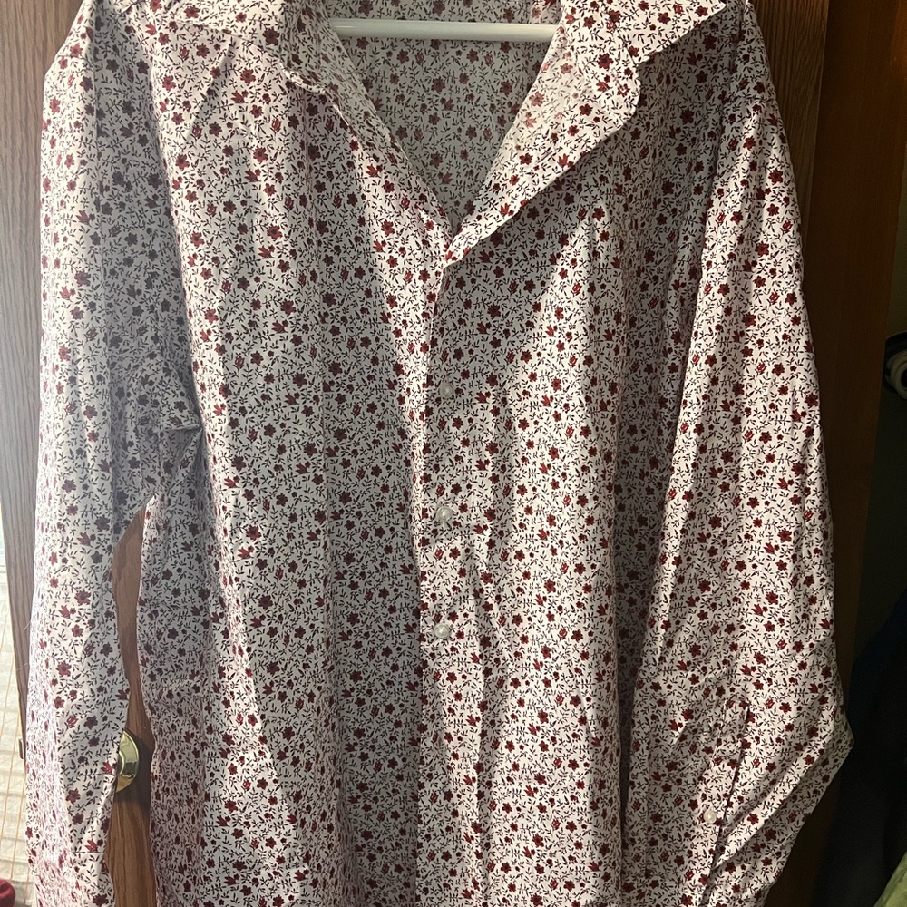 Madison Red and White Casual Button Down Shirt
